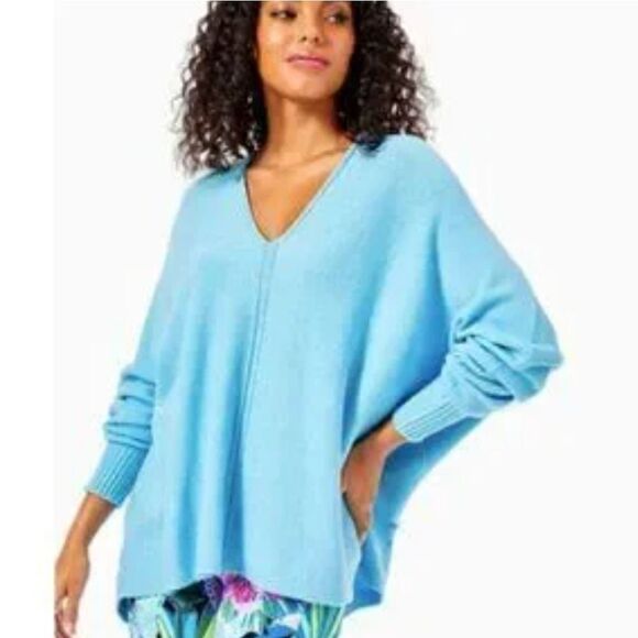 Lily Pulitzer: Womans Blue Sevie Dolman Sweater, Size Small - Picture 1 of 7